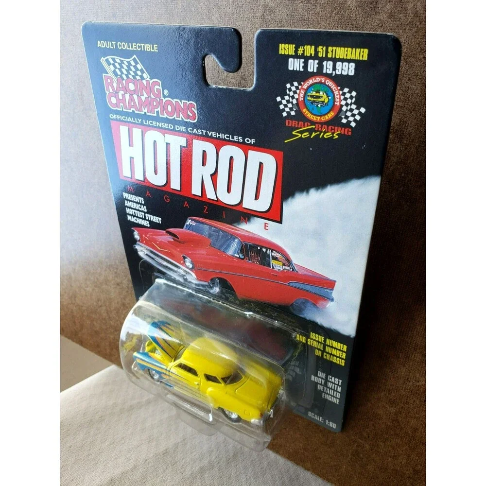 1998 Racing Champions 51 STUDEBAKER Yellow DRAG RACING SERIES 1:60 Scale 1/19998